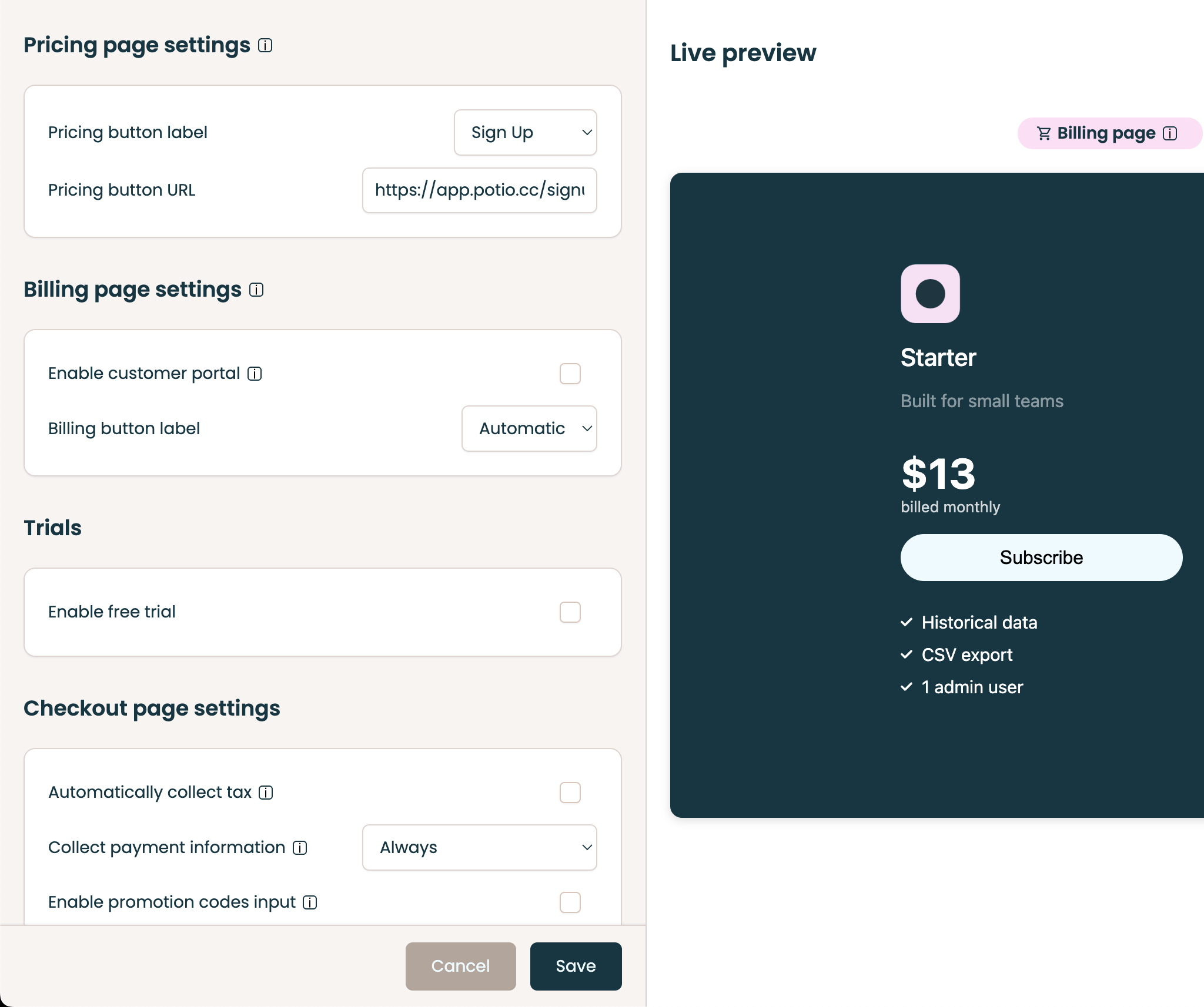 Experimentation calendar